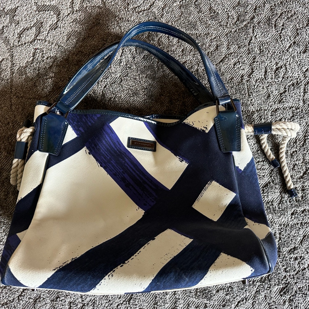 Burberry Blue and White Artistic Tote